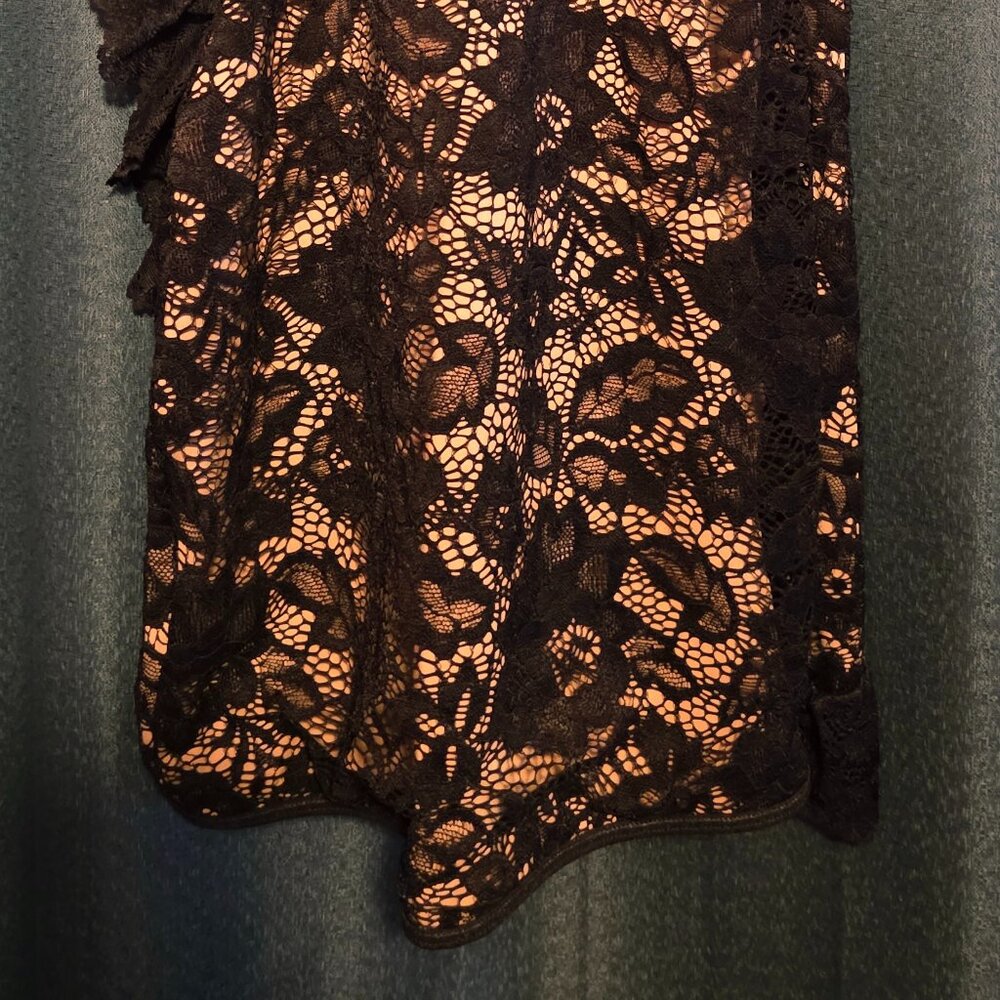 Womens Summer Dresses Sleeveless Black Floral Lace Ruffle Hem Cami Dress Short - Picture 6 of 6